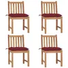 Image de vidaXL Chaises de jardin lot de 4 avec coussins Bois de teck massif3073112
