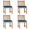 Image de vidaXL Chaises de jardin lot de 4 avec coussins Bois de teck massif