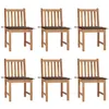 Image de vidaXL Chaises de jardin lot de 6 avec coussins Bois de teck massif