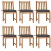Image de vidaXL Chaises de jardin lot de 6 avec coussins Bois de teck massif