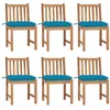 Image de vidaXL Chaises de jardin lot de 6 avec coussins Bois de teck massif