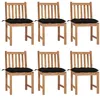 Image de vidaXL Chaises de jardin lot de 6 avec coussins Bois de teck massif