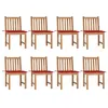 Image de vidaXL Chaises de jardin lot de 8 avec coussins Bois de teck massif3073148