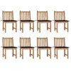 Image de vidaXL Chaises de jardin lot de 8 avec coussins Bois de teck massif3073149