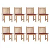 Image de vidaXL Chaises de jardin lot de 8 avec coussins Bois de teck massif