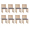 Image de vidaXL Chaises de jardin lot de 8 avec coussins Bois de teck massif3073152