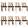 Image de vidaXL Chaises de jardin lot de 8 avec coussins Bois de teck massif
