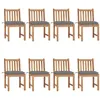 Image de vidaXL Chaises de jardin lot de 8 avec coussins Bois de teck massif