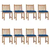 Image de vidaXL Chaises de jardin lot de 8 avec coussins Bois de teck massif