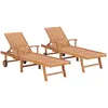 Image de vidaXL Vidaxl Chaises Longues 2 Pcs Bois De Teck Solide