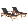 Image de vidaXL Chaises longues lot de 2 avec coussin anthracite Teck solide3073186