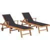 Image de Vidaxl Chaises Longues 2 Pcs Avec Coussin Anthracite Teck Solide