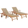 Image de vidaXL Chaises longues lot de 2 avec coussin beige Bois de teck solide3073189