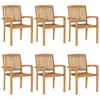 Image de vidaXL Chaises de jardin empilables lot de 6 Bois de teck solide