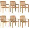 Image de vidaXL Vidaxl Chaises De Jardin Empilables 6 Pcs Bois De Teck Solide