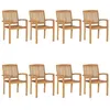 Image de vidaXL Chaises de jardin empilables 8 pcs Bois de teck solide