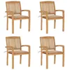 Image de vidaXL Chaises de jardin empilables avec coussins lot de 4 Teck solide