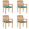 Image de Vidaxl Chaises De Jardin Empilables Avec Coussins 4 Pcs Teck Solide