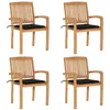 Image de Vidaxl Chaises De Jardin Empilables Avec Coussins 4 Pcs Teck Solide
