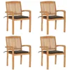 Image de Vidaxl Chaises De Jardin Empilables Avec Coussins 4 Pcs Teck Solide
