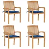 Image de vidaXL Chaises de jardin empilables avec coussins lot de 4 Teck solide