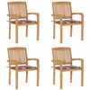 Image de vidaXL Chaises de jardin empilables avec coussins lot de 4 Teck solide