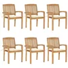 Image de vidaXL Chaises de jardin empilables avec coussins lot de 6 Teck solide