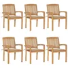 Image de vidaXL Chaises de jardin empilables avec coussins lot de 6 Teck solide