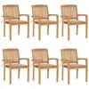 Image de Vidaxl Chaises De Jardin Empilables Avec Coussins 6 Pcs Teck Solide