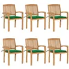 Image de vidaXL Chaises de jardin empilables avec coussins lot de 6 Teck solide