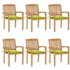 Image de vidaXL Chaises de jardin empilables avec coussins lot de 6 Teck solide