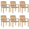 Image de Vidaxl Chaises De Jardin Empilables Avec Coussins 6 Pcs Teck Solide