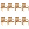 Image de vidaXL Chaises de jardin empilables avec coussins 8 pcs Teck solide
