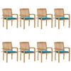 Image de Vidaxl Chaises De Jardin Empilables Avec Coussins 8 Pcs Teck Solide