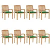 Image de vidaXL Chaises de jardin empilables avec coussins lot de 8 Teck solide