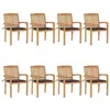 Image de vidaXL Chaises de jardin empilables avec coussins 8 pcs Teck solide