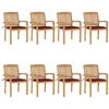 Image de vidaXL Chaises de jardin empilables avec coussins lot de 8 Teck solide