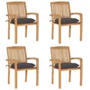 Image de vidaXL Chaises de jardin empilables avec coussins 4 pcs Teck solide