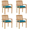 Image de vidaXL Chaises de jardin empilables avec coussins lot de 4 Teck solide