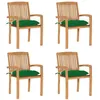 Image de vidaXL Chaises de jardin empilables avec coussins lot de 4 Teck solide