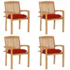 Image de vidaXL Chaises de jardin empilables avec coussins lot de 4 Teck solide