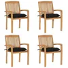 Image de vidaXL Chaises de jardin empilables avec coussins lot de 4 Teck solide