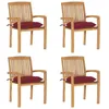 Image de vidaXL Chaises de jardin empilables avec coussins 4 pcs Teck solide