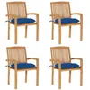 Image de vidaXL Chaises de jardin empilables avec coussins lot de 4 Teck solide