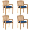 Image de vidaXL Vidaxl Chaises De Jardin Empilables Avec Coussins 4 Pcs Teck Solide