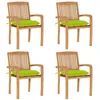 Image de vidaXL Chaises de jardin empilables avec coussins lot de 4 Teck solide