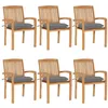 Image de vidaXL Chaises de jardin empilables avec coussins lot de 6 Teck solide