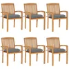 Image de Vidaxl Chaises De Jardin Empilables Avec Coussins 6 Pcs Teck Solide