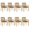 Image de vidaXL Chaises de jardin empilables avec coussins lot de 8 Teck solide