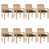 Image de vidaXL Chaises de jardin empilables avec coussins lot de 8 Teck solide